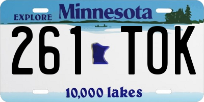 MN license plate 261TOK