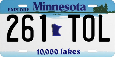 MN license plate 261TOL