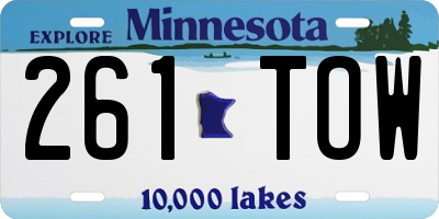 MN license plate 261TOW