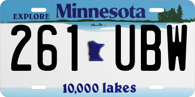 MN license plate 261UBW