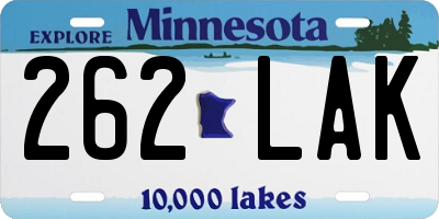 MN license plate 262LAK