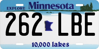 MN license plate 262LBE