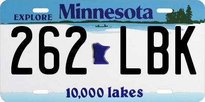 MN license plate 262LBK