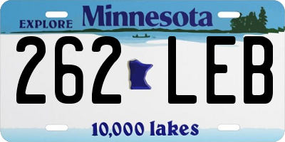 MN license plate 262LEB