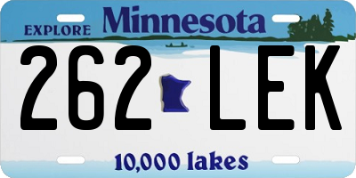 MN license plate 262LEK
