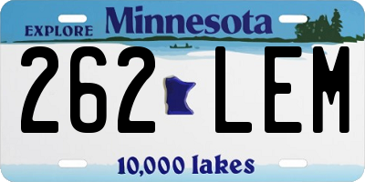 MN license plate 262LEM