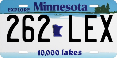 MN license plate 262LEX