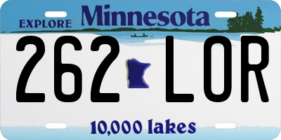 MN license plate 262LOR