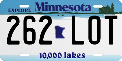 MN license plate 262LOT