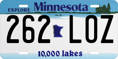 MN license plate 262LOZ