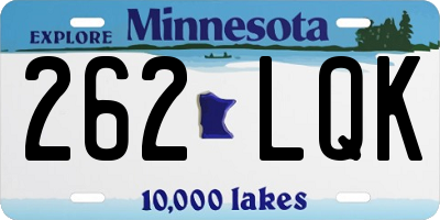 MN license plate 262LQK