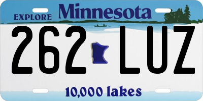 MN license plate 262LUZ