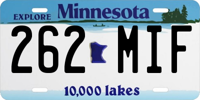 MN license plate 262MIF