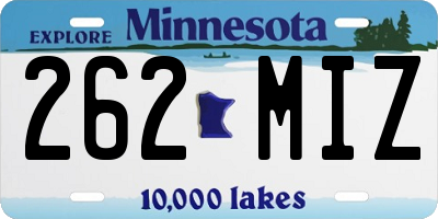 MN license plate 262MIZ