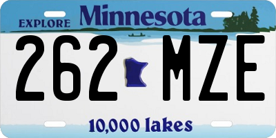 MN license plate 262MZE