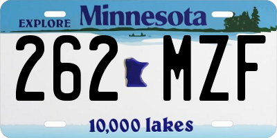 MN license plate 262MZF