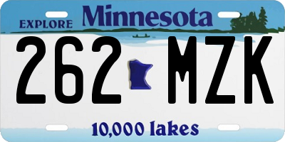 MN license plate 262MZK