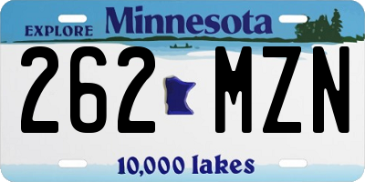 MN license plate 262MZN