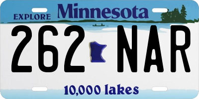 MN license plate 262NAR