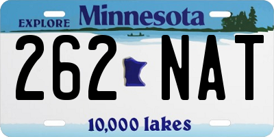 MN license plate 262NAT