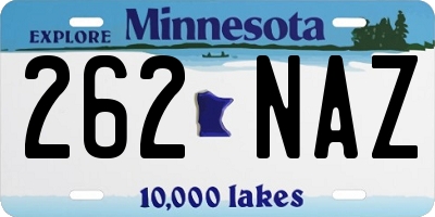 MN license plate 262NAZ