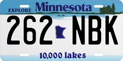 MN license plate 262NBK