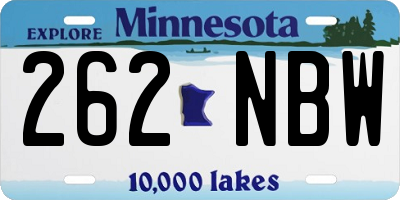 MN license plate 262NBW
