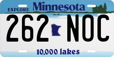 MN license plate 262NOC