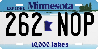 MN license plate 262NOP