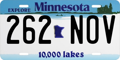 MN license plate 262NOV