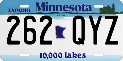 MN license plate 262QYZ
