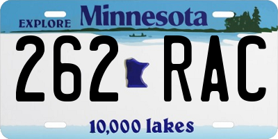 MN license plate 262RAC