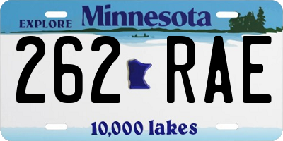 MN license plate 262RAE