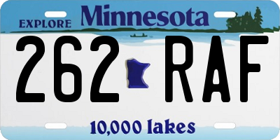 MN license plate 262RAF