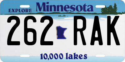 MN license plate 262RAK