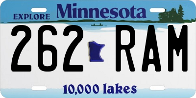 MN license plate 262RAM