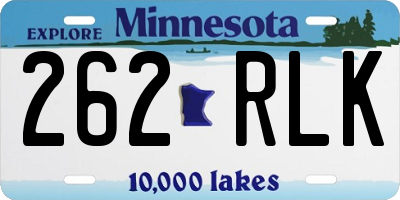 MN license plate 262RLK