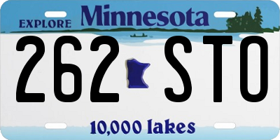 MN license plate 262STO