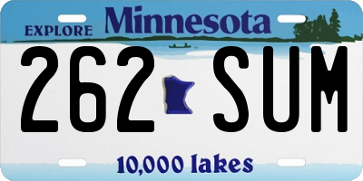 MN license plate 262SUM