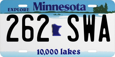 MN license plate 262SWA