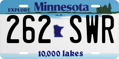 MN license plate 262SWR