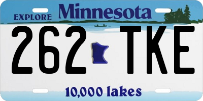 MN license plate 262TKE