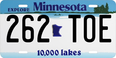 MN license plate 262TOE