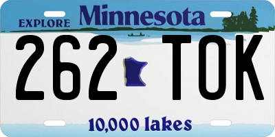 MN license plate 262TOK