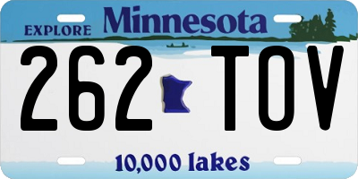 MN license plate 262TOV