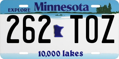 MN license plate 262TOZ