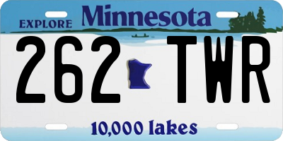 MN license plate 262TWR