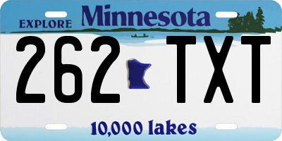 MN license plate 262TXT