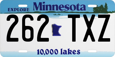 MN license plate 262TXZ