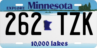 MN license plate 262TZK